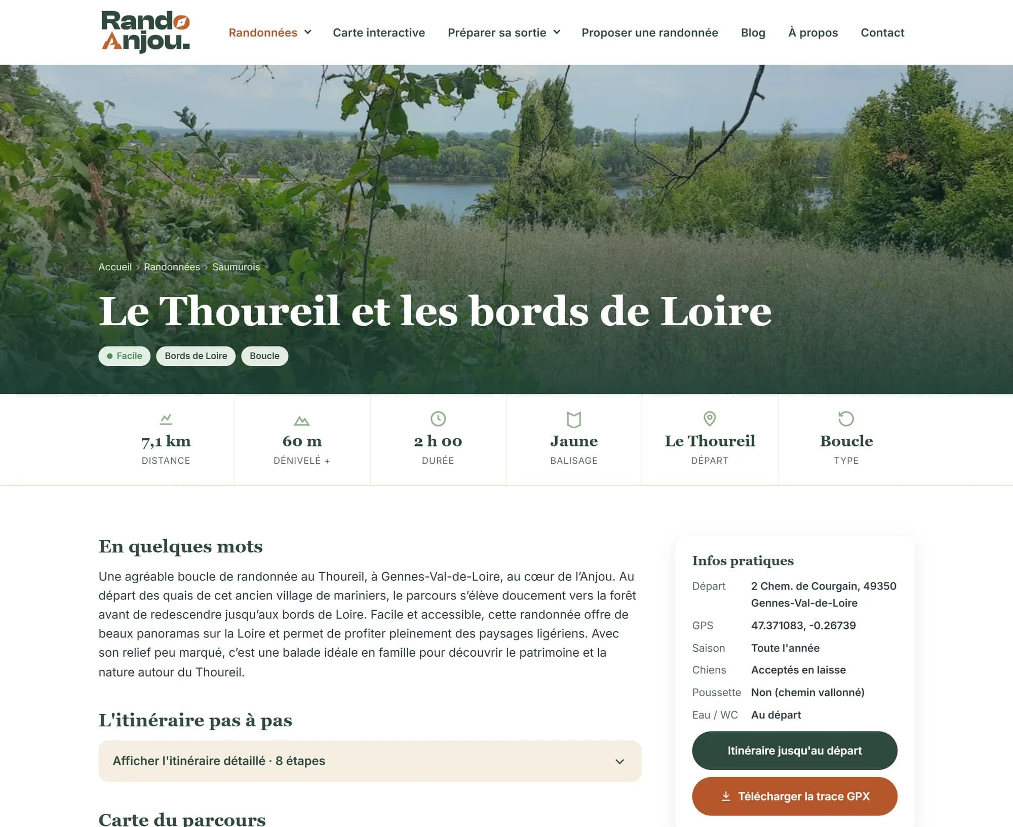 Fiche itinéraire « Le Thoureil et les bords de Loire »